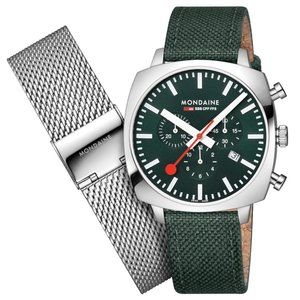 Mondaine CUSHION PARK GREEN, 41 MM